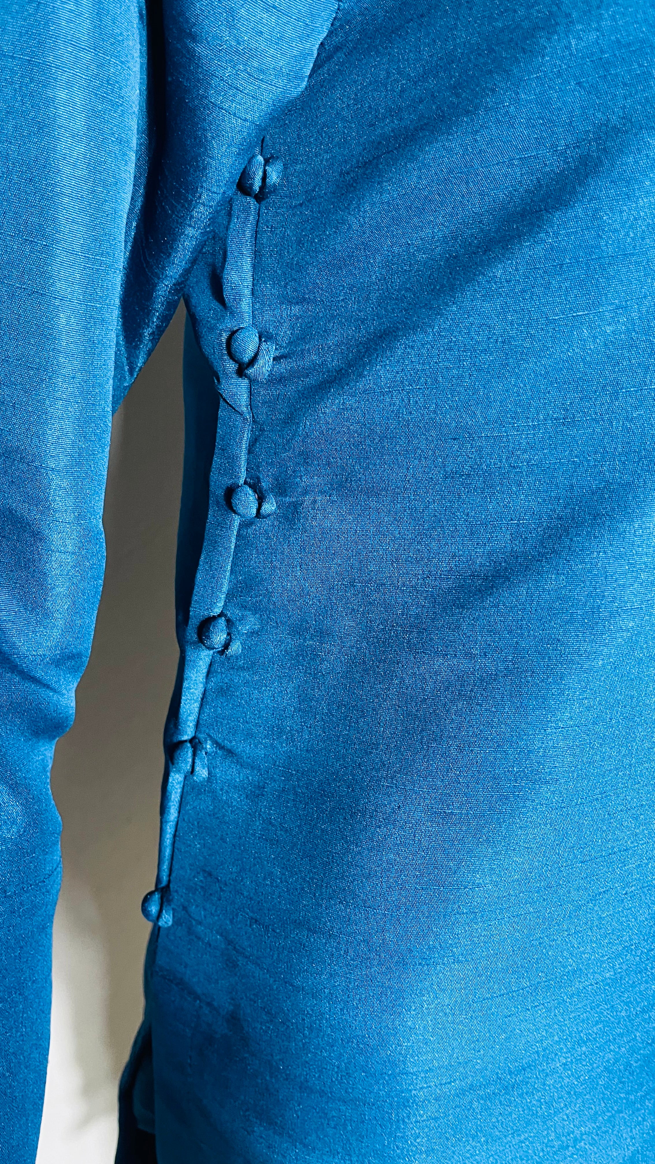 Raw Silk Dark Blue 2PC Suit