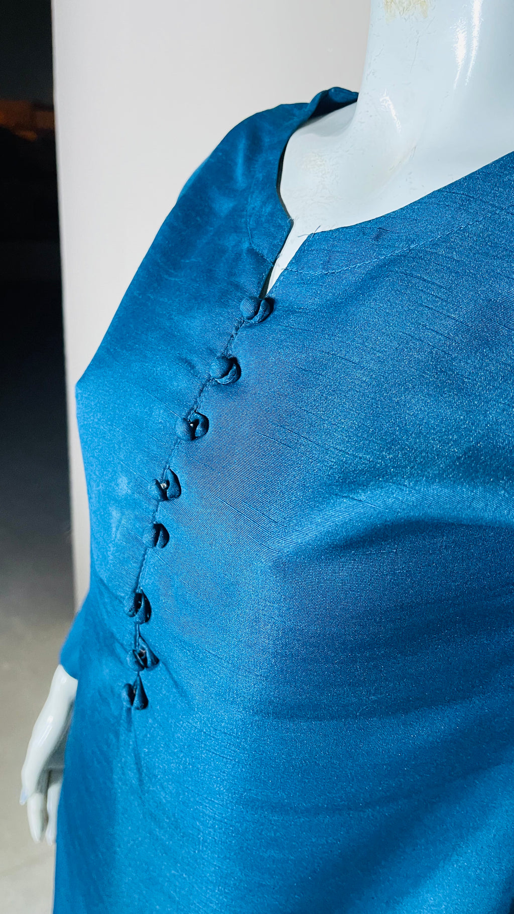 Raw Silk Dark Blue 2PC Suit