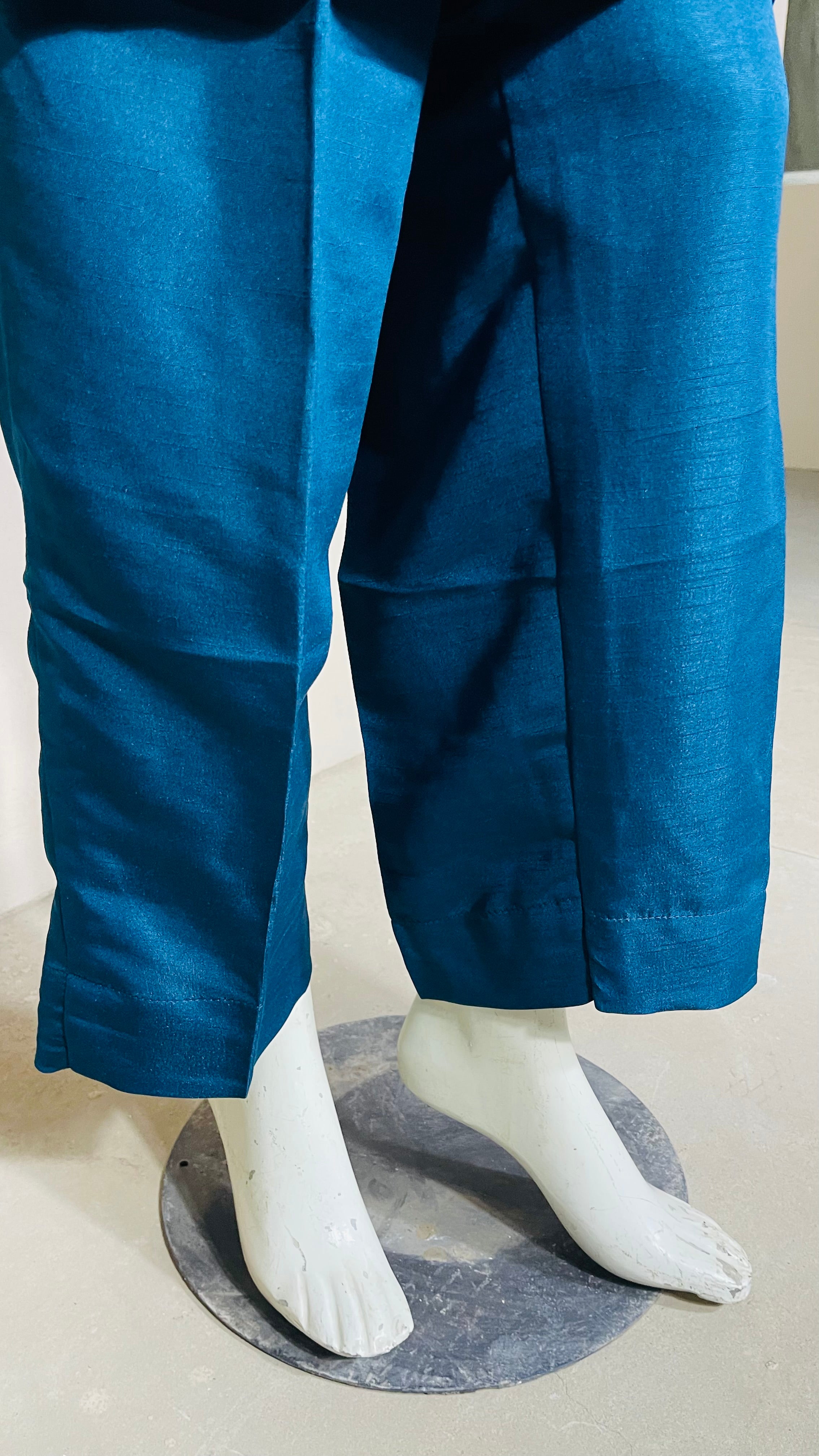 Raw Silk Dark Blue 2PC Suit