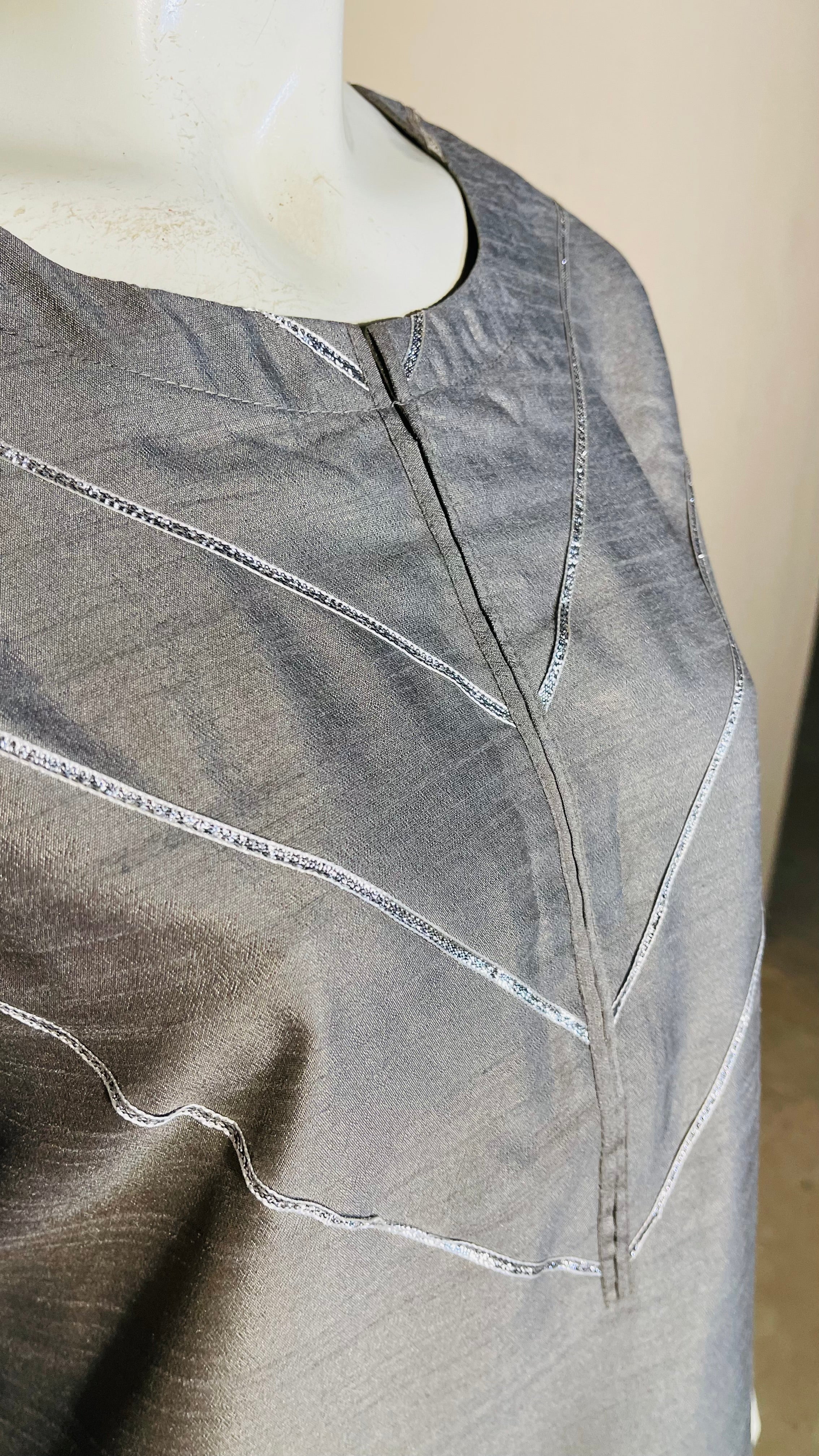 Grey Raw Silk Suit 2PC