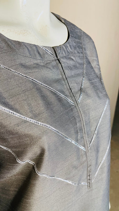 Grey Raw Silk Suit 2PC