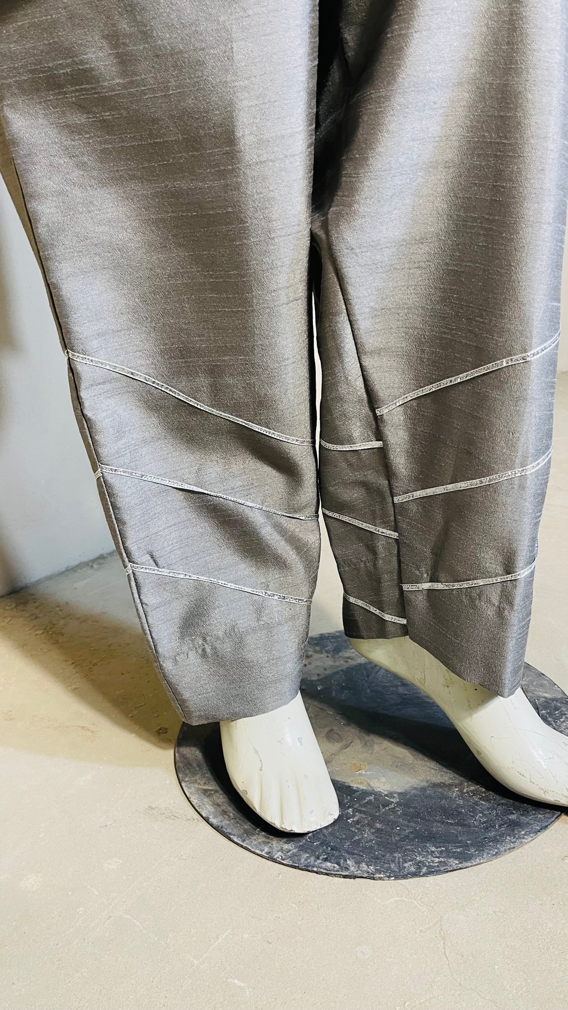 Grey Raw Silk Suit 2PC