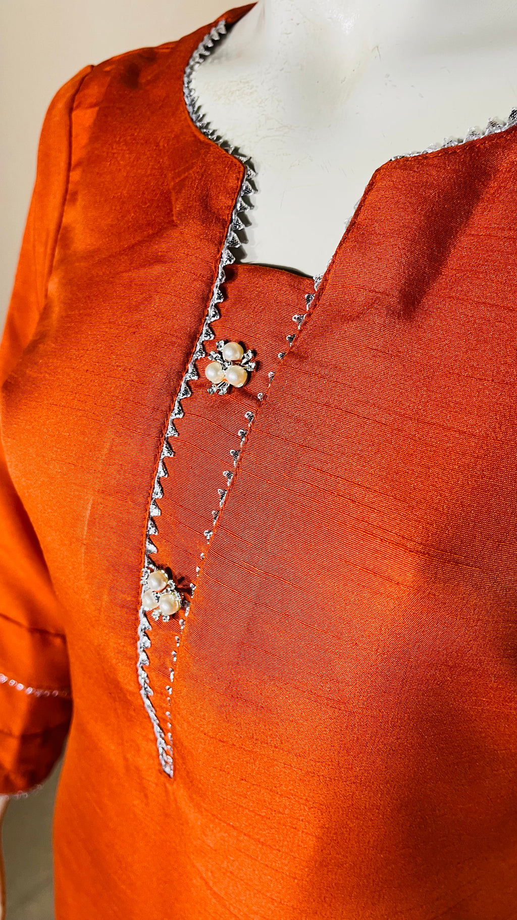 Raw Silk Orange 2PC Suit