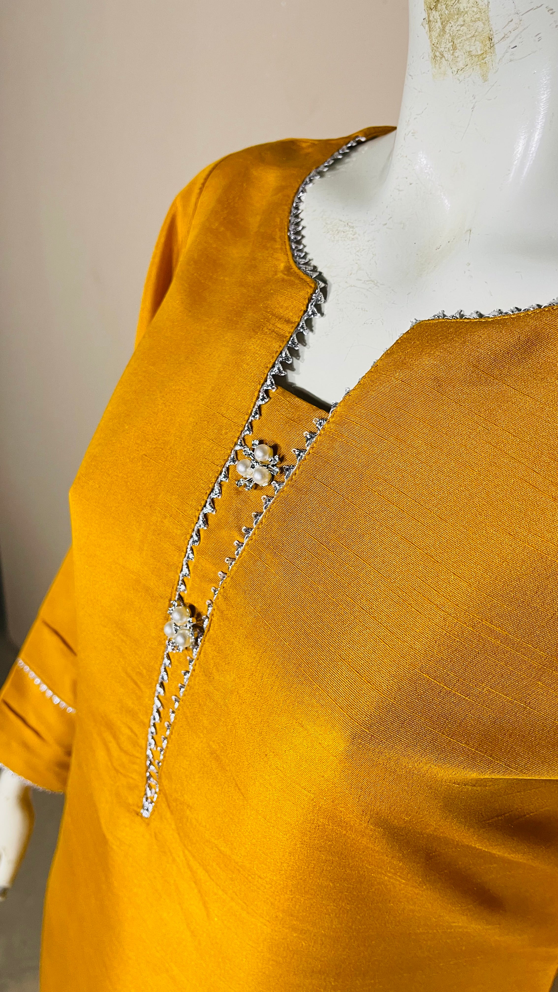 Raw Silk Yellow 2PC Suit