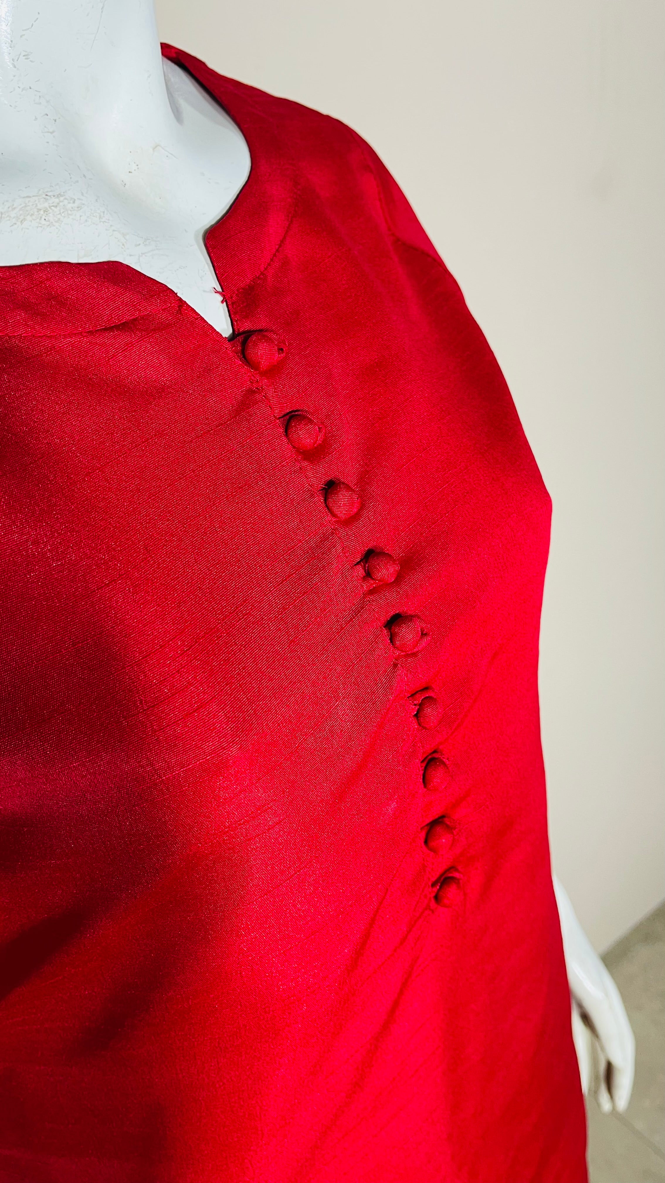 Raw Silk Red 2PC Suit