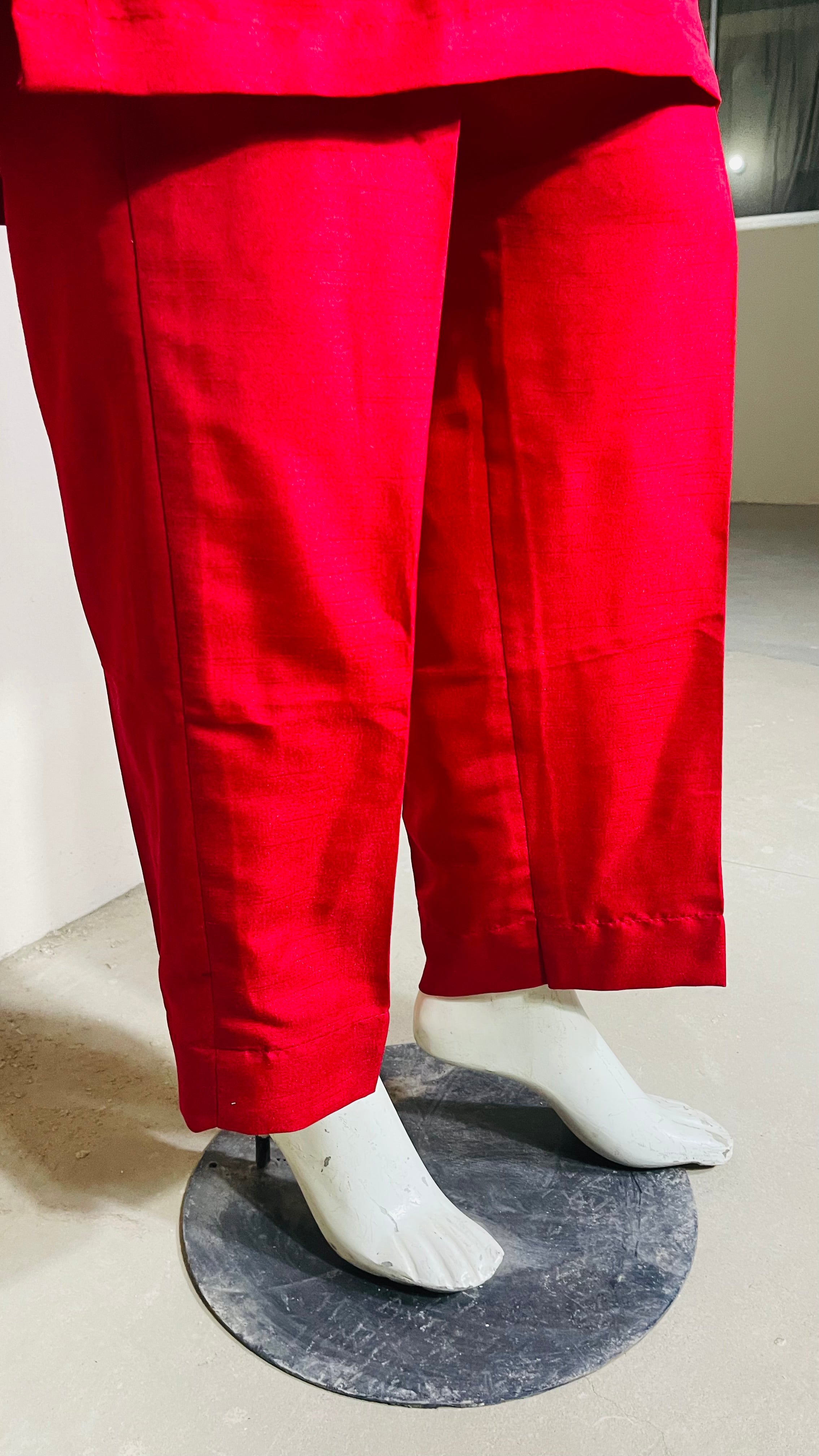 Raw Silk Red 2PC Suit