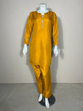 Raw Silk Yellow 2PC Suit