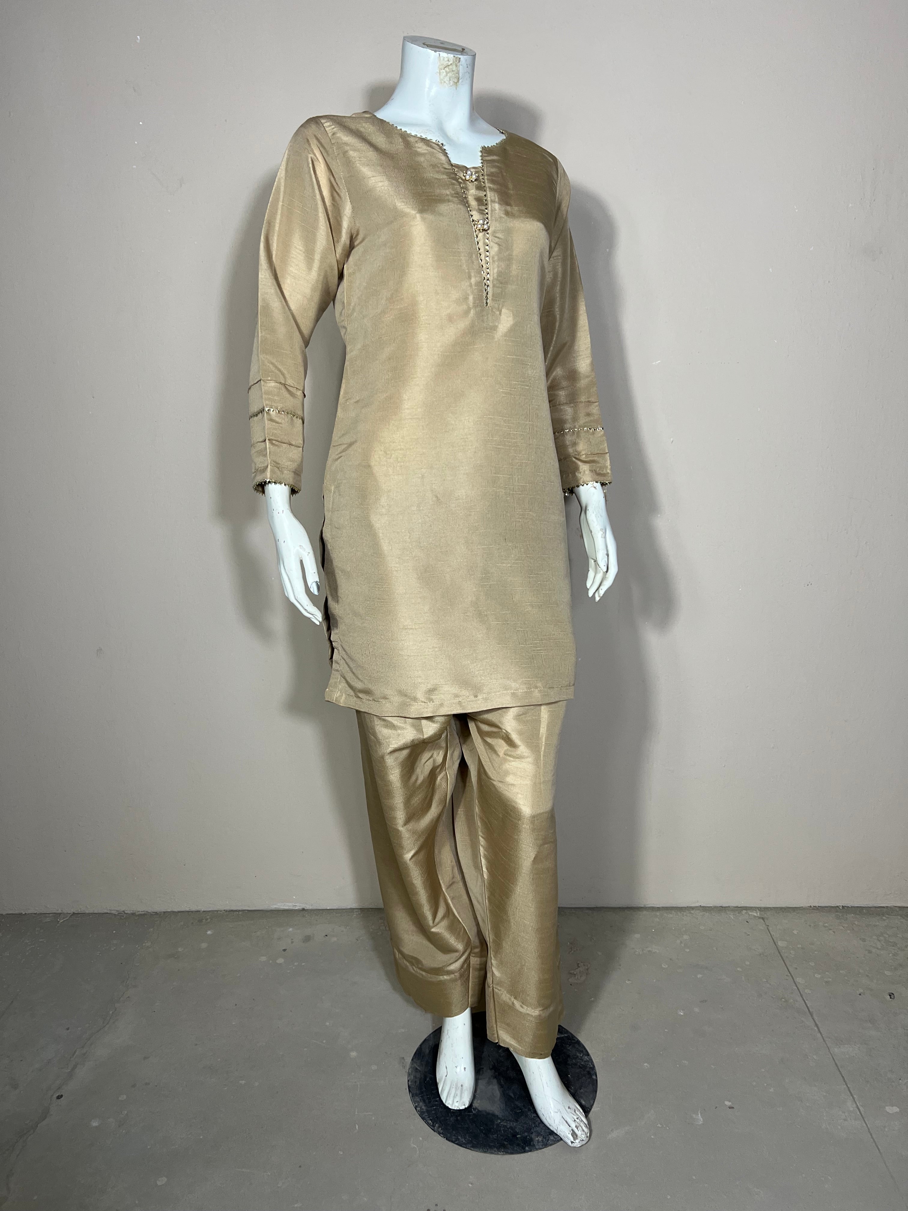 Raw Silk Gold 2PC Suit