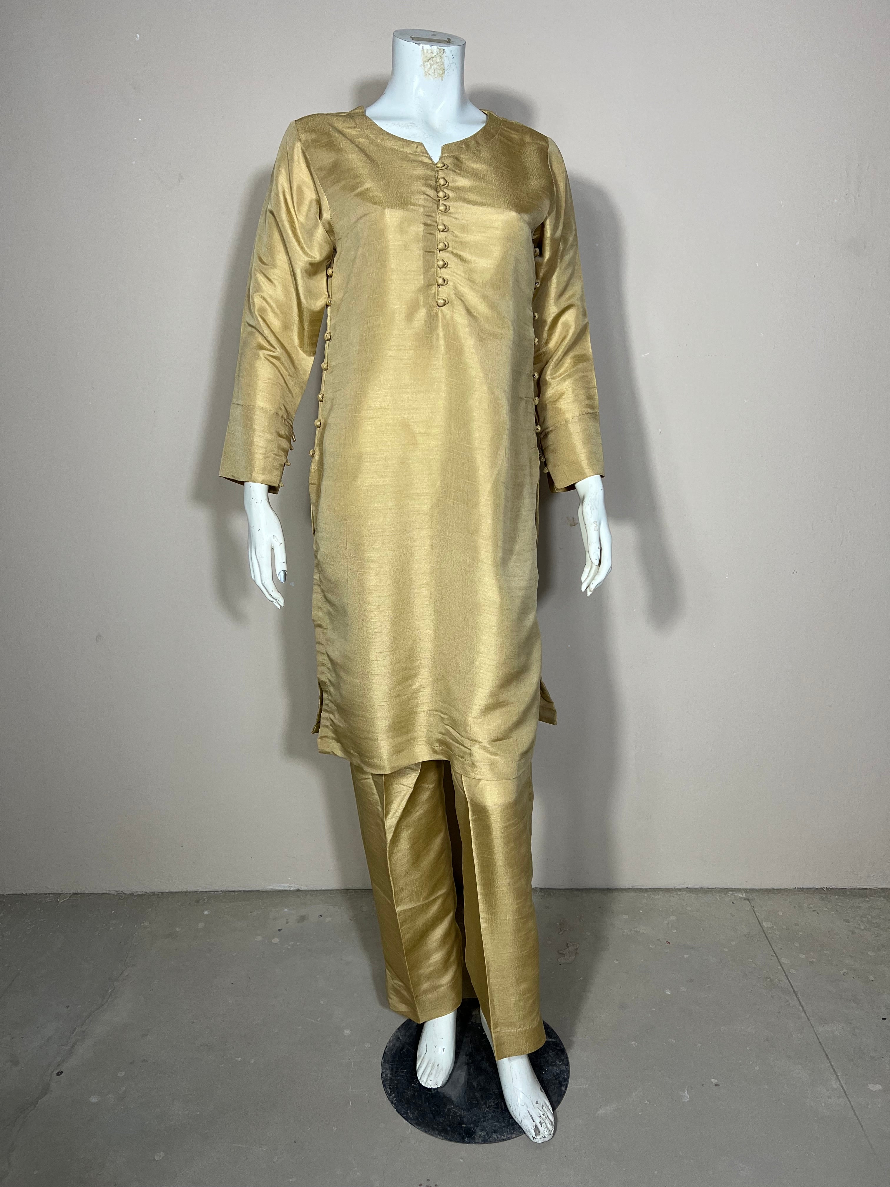 Raw Silk Gold 2PC Suit
