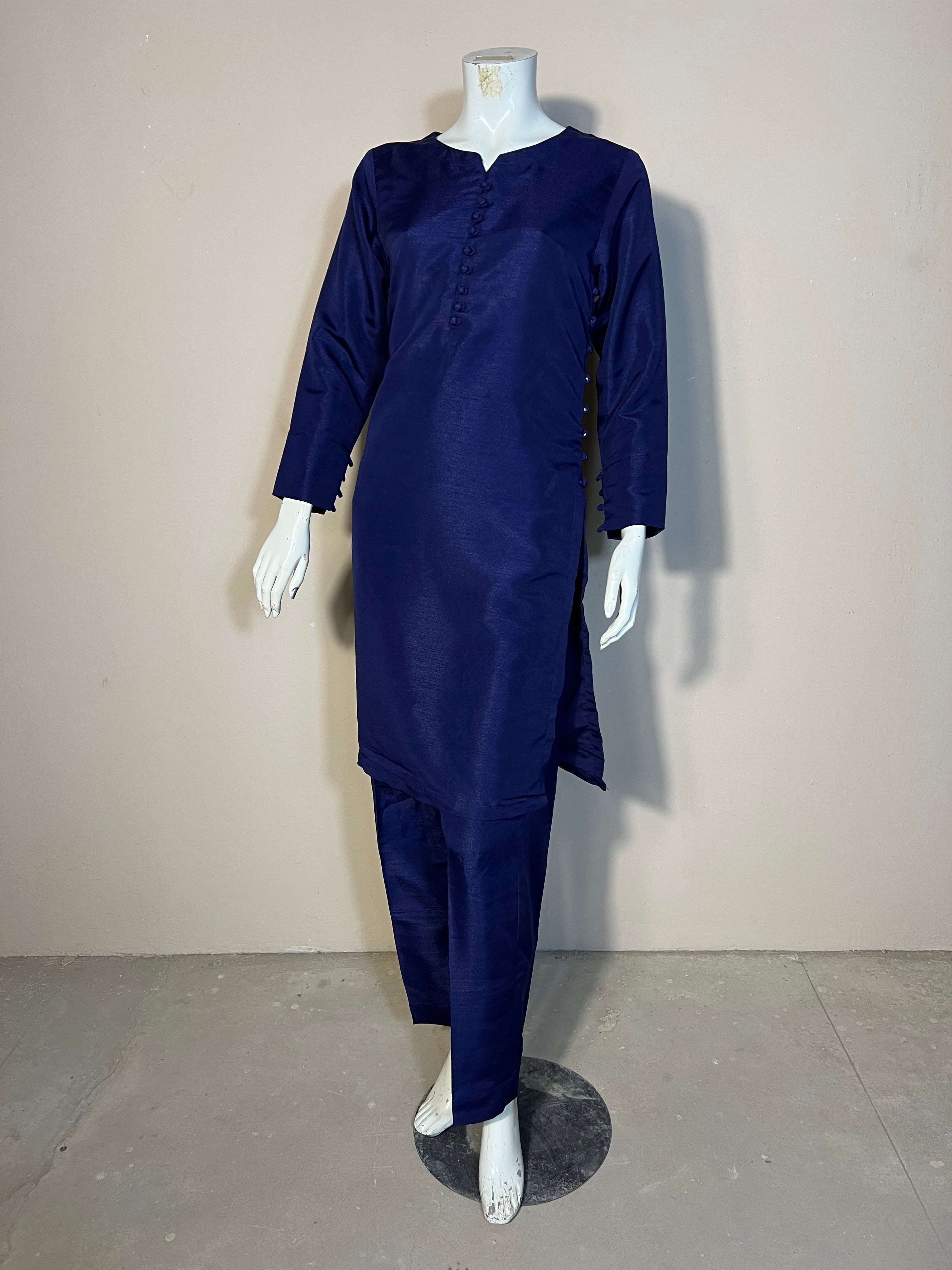 Raw Silk Blue 2PC Suit